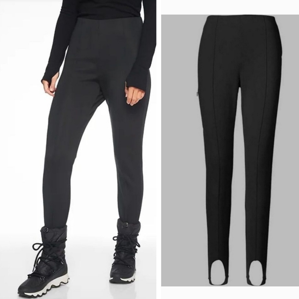 Athleta Butte Peak fleece Lined Stirupp Ski Snow Pant Black Size 2